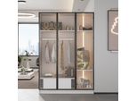 Sweiko Spazioso Armadio Bianco Con 3 Ante In Vetro, 1 Cassetto E 1 Asta Appendiabiti - 110X50X160 Cm - Con Luce Led