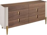 Cassettiera Angel Cerdá In Legno Beige, Acciaio Lucido Color Oro E Piano In Noce 7185