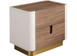 Comodino Angel Cerdá Noce, Beige, Acciaio Lucido Dorato E Piano In Noce 7187