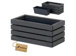 Fioriera In Legno Rettangolare - Impregnata Di Antracite, Con Inserto In Plastica - Fioriera Per Balcone, Giardino E Terrazza 45X23 H20