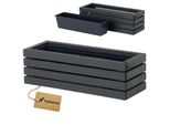 Fioriera In Legno Rettangolare - Impregnata Di Antracite, Con Inserto In Plastica - Fioriera Per Balcone, Giardino E Terrazza 65X23 H20
