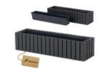 Fioriera In Legno Rettangolare - Impregnata Di Antracite, Con Inserto In Plastica - Fioriera Per Balcone, Giardino E Terrazza 86X23 H20