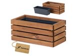Fioriera In Legno Rettangolare - Impregnata Marrone, Con Inserto In Plastica - Fioriera Per Balcone, Giardino E Terrazza 45X23 H20