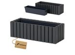 Fioriera In Legno Rettangolare - Impregnata Di Antracite, Con Inserto In Plastica - Fioriera Per Balcone, Giardino E Terrazza 65X23 H20