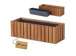 Fioriera In Legno Rettangolare - Impregnata Marrone, Con Inserto In Plastica - Fioriera Per Balcone, Giardino E Terrazza 65X23 H20