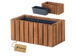 Fioriera In Legno Rettangolare - Impregnata Marrone, Con Inserto In Plastica - Fioriera Per Balcone, Giardino E Terrazza 45X23 H20