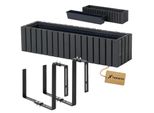 Fioriera In Legno Rettangolare - Impregnata Di Antracite, Con Inserto In Plastica - Fioriera Per Balcone 86X23 H20 + Supporto