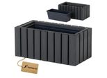 Fioriera In Legno Rettangolare - Impregnata Di Antracite, Con Inserto In Plastica - Fioriera Per Balcone, Giardino E Terrazza 45X23 H20