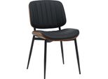Elegante Sedia Da Pranzo - Sedia Da Cucina - Seduta Comoda E Durevole. Colore: Noce/Nero | Materiale: Pelle Finta