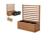 Fioriera Con Graticcio Spalliera Con Cassetta Per Piante Cassetta Per Fiori In Legno Aiuola Rialzata Con 3 Inserti Per Piante Da 18 Litri (Orizzontale-Marrone, 98X36X35 H112)