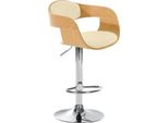 Sgabello Da Bar In Pelle Finta - Sedia - Regolabile In Altezza E Girevole A 360° Per Un Comfort Ottimale | Colore: Naturale/Crema
