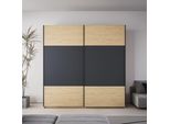 Armadio 2 Ante Scorrevoli Rovere Con Dettaglio Antracite Loft2 200X58.1X204.5H