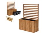 Fioriera Con Graticcio Spalliera Con Cassetta Per Piante Cassetta Per Fiori In Legno Aiuola Rialzata Con Inserto Per Piante 3X18L (Verticale-Marrone, 98X36X55 H132)