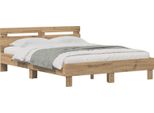 Vidaxl Artisan Struttura Letto In Rovere 160 X 200 Cm Materiale A Base Di Legno