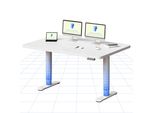Flexispot Cylinex Scrivania Regolabile In Altezza 140X80 Cm Con Eleganti Gambe Arrotondate, Piano In Un Unico Pezzo Da 25 Mm, Portata 80 Kg, Bianco