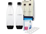 Bottiglie Sodastream Da 1L Fuse In Confezione Doppia Nera Per Macchina Per Acqua Frizzante + Pastiglie Per La Decalcificazione Sodastream 10 Pastiglie 200G