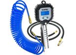 Pistola Di Pressione Per Pneumatici Stix PSAIR-2 Con Manometro Digitale 0-18 Bar E Tubo Flessibile Da 1,5 M + Tubo Flessibile A Spirale Inpoliuretanoda 10 M 12/8 Mm