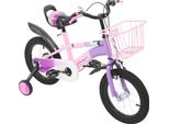 Bicicletta Per Bambini - Ruote Da 35 Cm - Con Rotelle - Freno A Contropedale - Telaio In Acciaio - Forcella Sospesa - Per 3,5-6 Anni (95-105 Cm) - Fino A 60 Kg - Viola