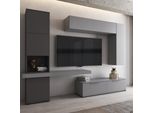 Dmora Parete Attrezzata Dubino 280X50X207H Cm Nero Antracite, 9 Ripiani Modulabile