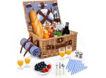 Cestino Da Picnic - Per 4 Persone - Borsa Termica Isolata - Posate Incluse - Poliestere 600D - Beige