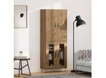 Vidaxl Credenza 2 Pezzi Rovere Artigianale In Legno E Vetro