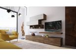 Dmora Parete Attrezzata Mammola 270X50X183H Cm Marrone Noce, Ripiani Modulabile