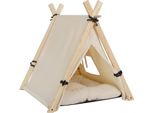 Tenda Tipi Per Animali - Tenda Per Cani/Gatti - 45 X 55 X 45 Cm - Per Cani Di Piccola Taglia - Struttura In Legno, Cuscino - Sfoderabile, Lavabile - Nero