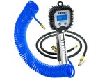 Pistola Di Pressione Per Pneumatici Stix PSAIR-2 Con Manometro Digitale 0-18 Bar E Tubo Flessibile Da 1,5 M + Tubo Flessibile A Spirale Inpoliuretanoda 10 M 8/5 Mm