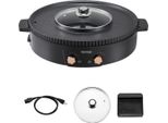 Vevor Hot Pot Con Grill 1800 W 2 In 1 Grill Elettrico Senza Fumo, Barbecue Coreano Pentola Da Fuoco Con Doppio Controllo Della Temperatura Separato, Padella Antiaderente, Per 2-8 Persone