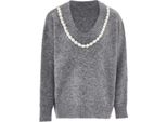 Caissa Damen Strickpullover - Hellgrau Melange, M