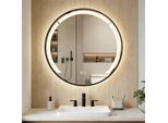 Specchio Rotondo Costway Con Illuminazione, Specchio Da Bagno Di 60 Cm Di Diametro Con Funzione Antiappannamento, 3 Colori Di Luce E Specchio Da Parete A Luminosità Regolabile