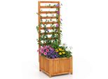 Fioriera Costway Con Traliccio, Fioriera Per Piante Rampicanti, Letto Rialzato Con Traliccio, Fodera E Fori Di Drenaggio, Vaso Da Fiori, Altezza 123 Cm (Arancione)