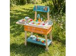 Costway Cucina Da Esterno Per Bambini, Cucina Da Esterno In Legno Con Lavello, Funzione Pompa Acqua E Griglia, Cucina Da Giardino, Cucina Da Esterno Per Bambini Dai 3 Anni In Su