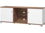 Dmora Mobile Porta Tv Cedegolo 157X40X60H Cm Bianco, 4 Ripiani 2 Ante