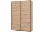 Dmora Guardaroba Grande Tredozio 146X218H Cm Marrone Rovere Nodi, Appendiabiti 2 Ripiani