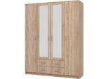 Dmora Guardaroba Grande Miazzina 160X205H Cm Marrone Noce, 9 Ripiani Appendiabiti