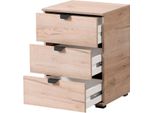 Dmora Comodino Talana 45X40X63H Cm Marrone Rovere Nodi, 3 Cassetti Un Ripiano