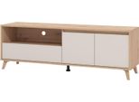 Dmora Mobile Porta Tv Scala 157X40X53H Cm Beige, Un Cassetto 2 Ripiani