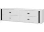 Dmora Mobile Porta Tv Terenzo 177X40X52H Cm Bianco Opaco, 4 Cassetti Un Ripiano