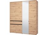 Dmora Guardaroba Grande Rifreddo 183X211H Cm Marrone Rovere Nodi, 4 Ripiani Un Cassetto