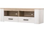 Dmora Mobile Porta Tv Scorze 152X44X50H Cm Bianco Larice, 2 Cassetti 3 Ripiani