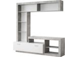 Dmora Parete Attrezzata Moggio 171X42X171H Cm Bianco, 7 Ripiani Un'anta