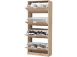Dmora Scarpiera Santina 67X28X156H Cm Marrone Rovere, 8 Ripiani 4 Ante
