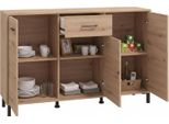 Dmora Credenza Laerru 138X40X90H Cm Marrone Rovere Nodi, Un Cassetto 3 Ripiani
