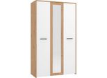 Dmora Guardaroba 3 Ante Lavagno 119X53 Cm Bianco Rovere Nodi, Appendiabiti 5 Ripiani