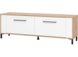 Dmora Mobile Porta Tv Nazzaro 157X40X52H Cm Marrone Rovere Nodi, Un Ripiano Apertura A Ribalta