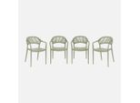 Set 4 Sedie Da Giardino Impilabili Con Effetto Corda, Verde Grigio