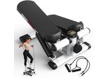 Jasport ST1 Mini Stepper, 2 In 1 Con Power Ropes, Lcd, Resistenza Regolabile, Per Allenamento Gambe E Braccia, Silenzioso E Compatto, Carico Massimo 100 Kg, Bianco