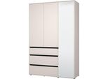 Dmora Guardaroba 3 Ante Ilbono 138X55 Cm Bianco, 4 Ripiani 3 Cassetti