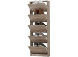 Dmora Scarpiera Sueglio 67X28X192H Cm Marrone Rovere Grigio, 10 Ripiani 5 Ante